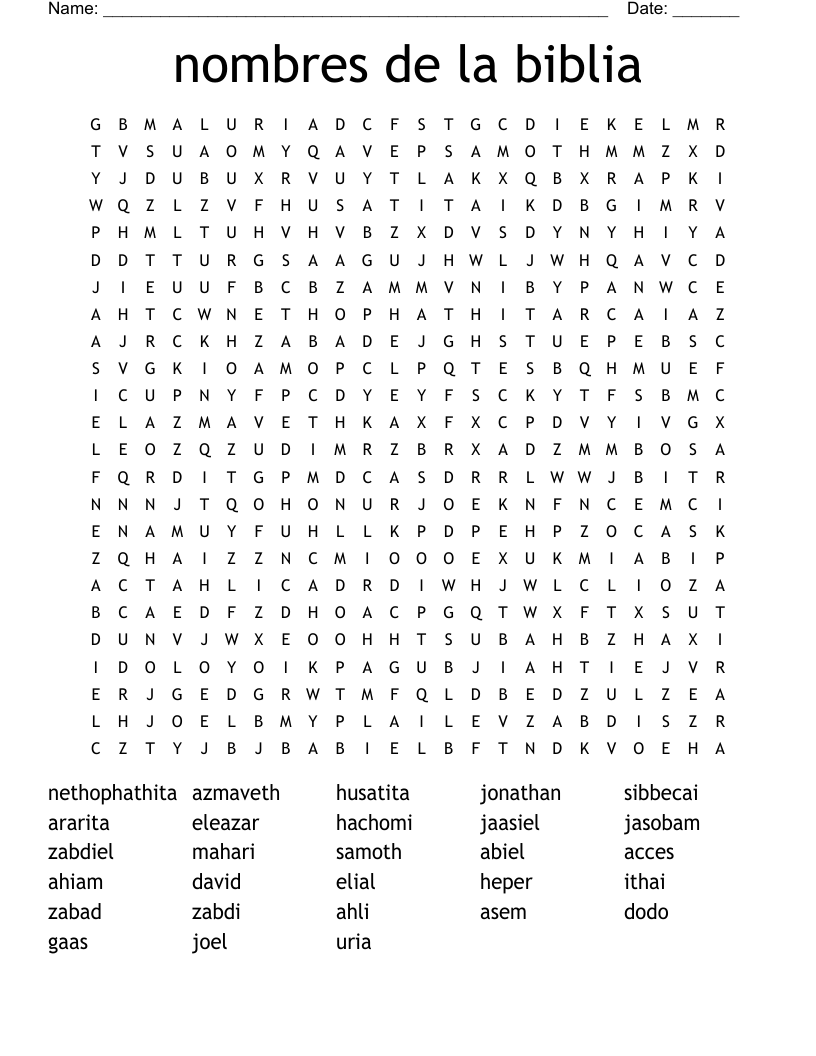 nombres de la biblia Word Search