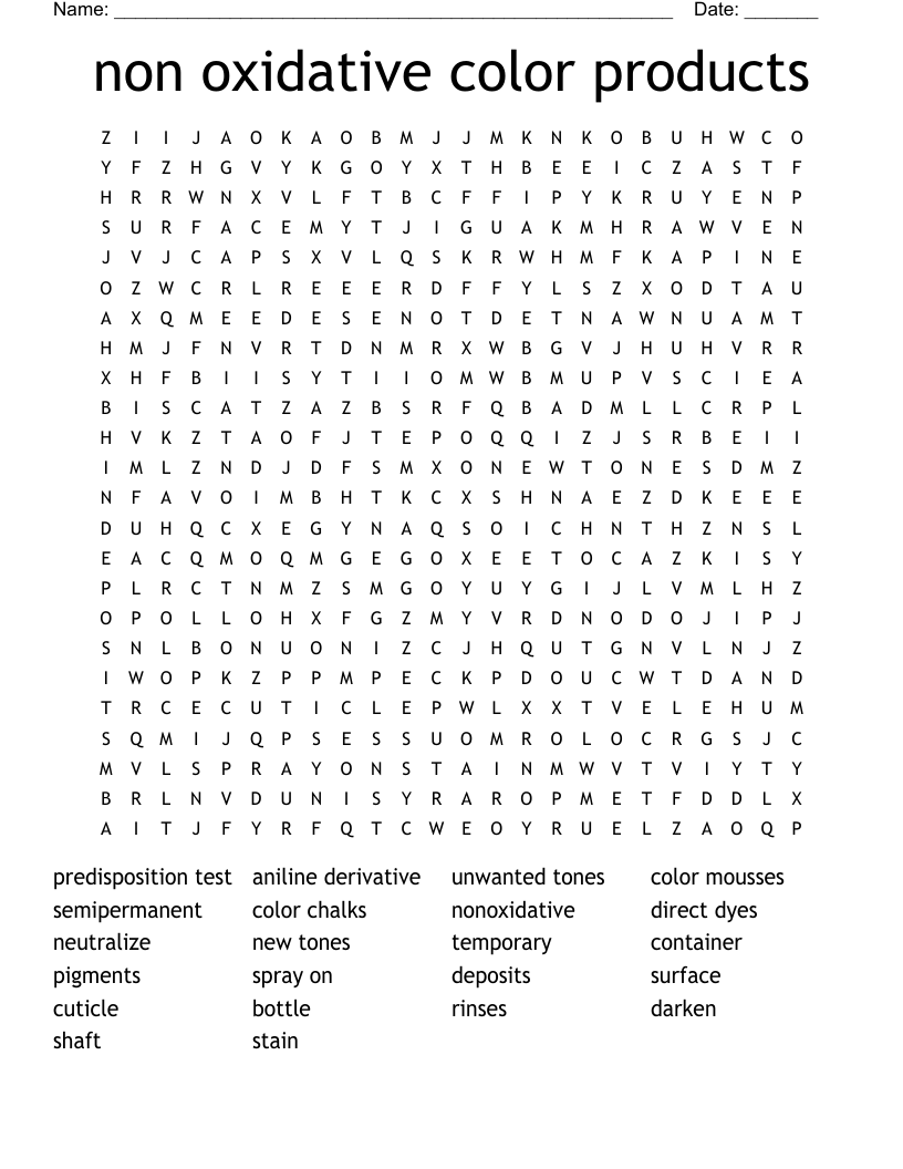 non oxidative color products Word Search