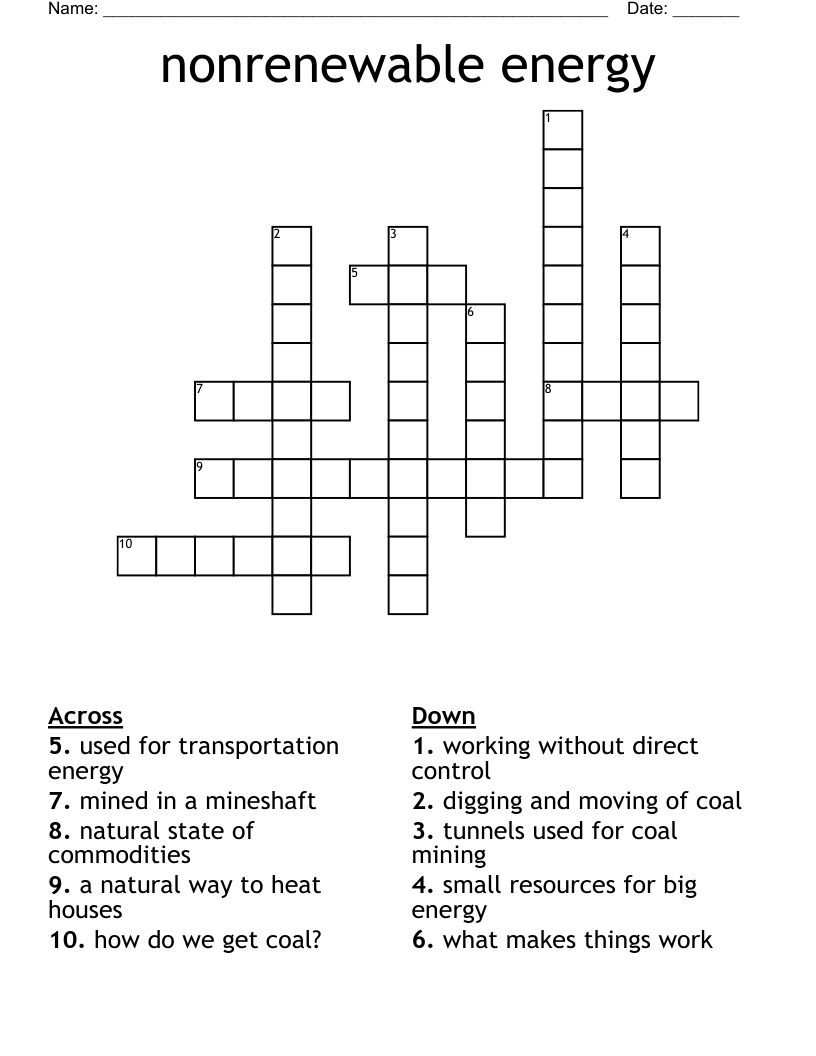 nonrenewable energy Crossword