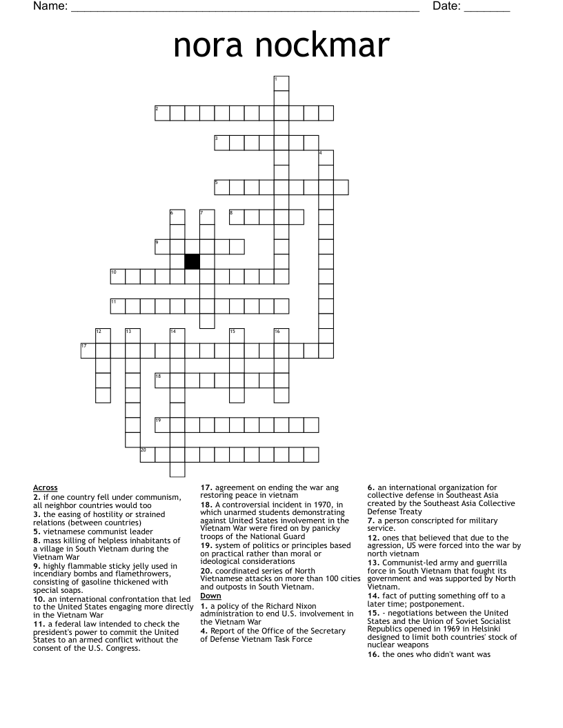 nora nockmar Crossword