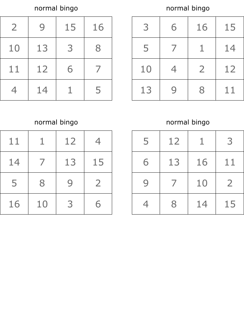 normal bingo
