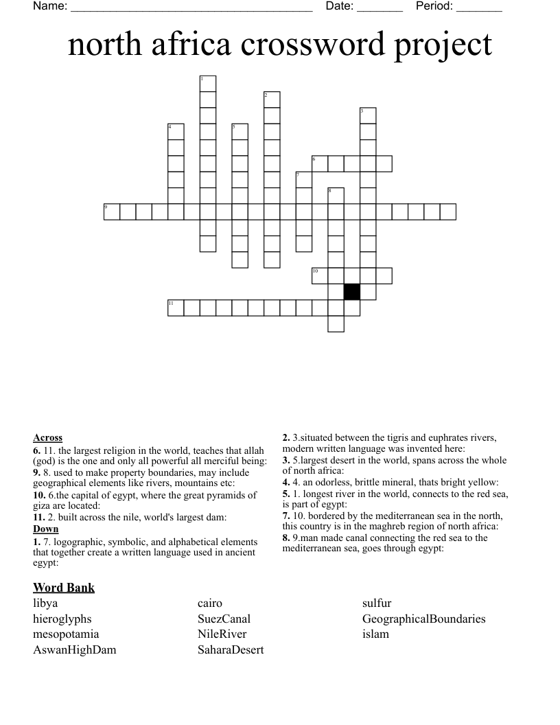 north africa crossword project