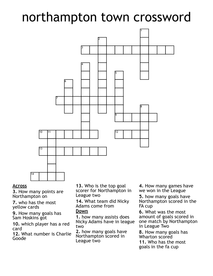 northampton town crossword