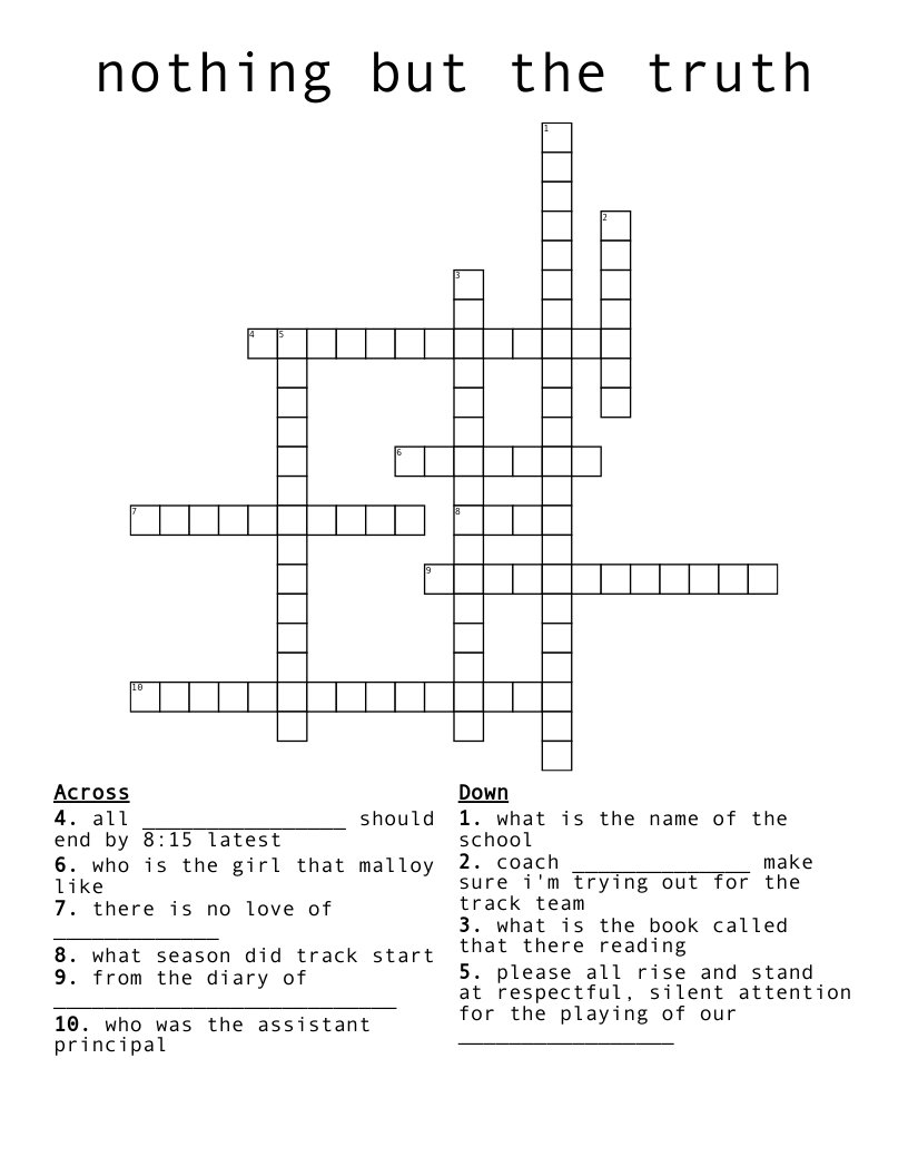 nothing but the truth Crossword