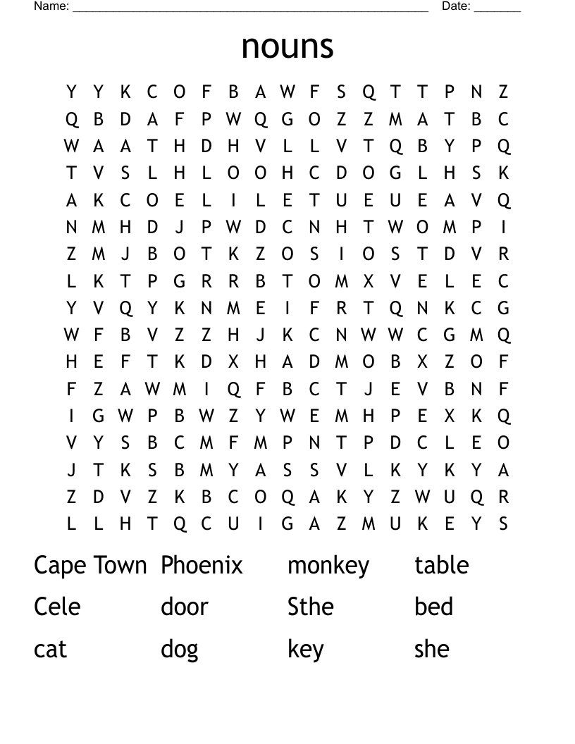 nouns Word Search