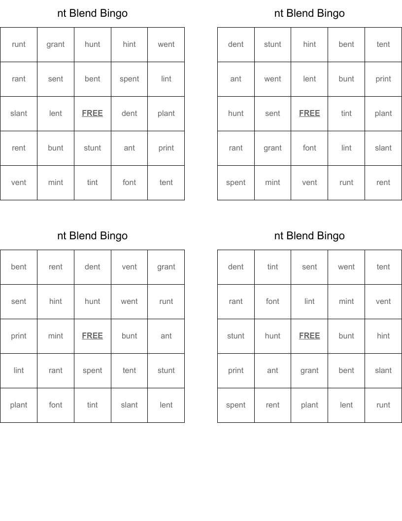 nt Blend Bingo