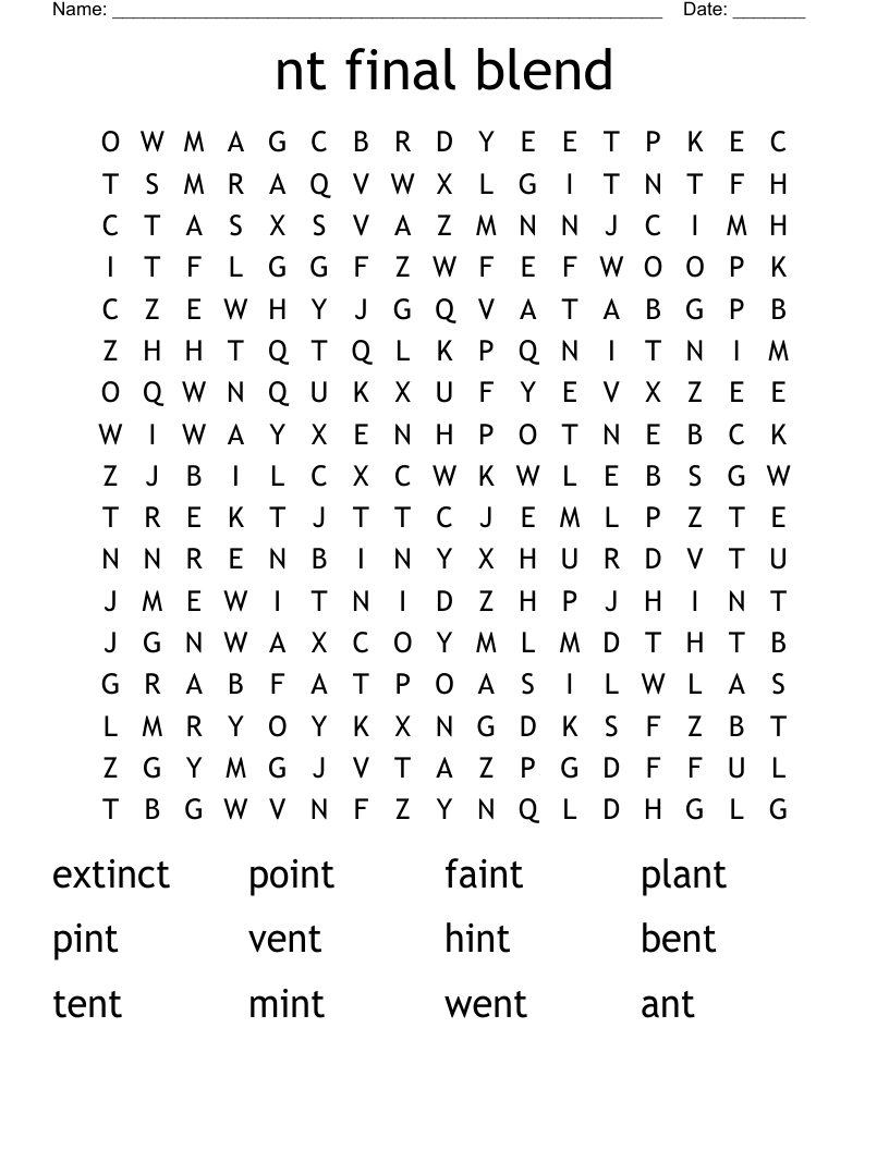 nt final blend Word Search