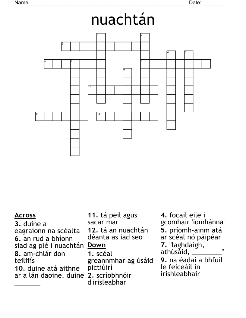 nuachtán Crossword