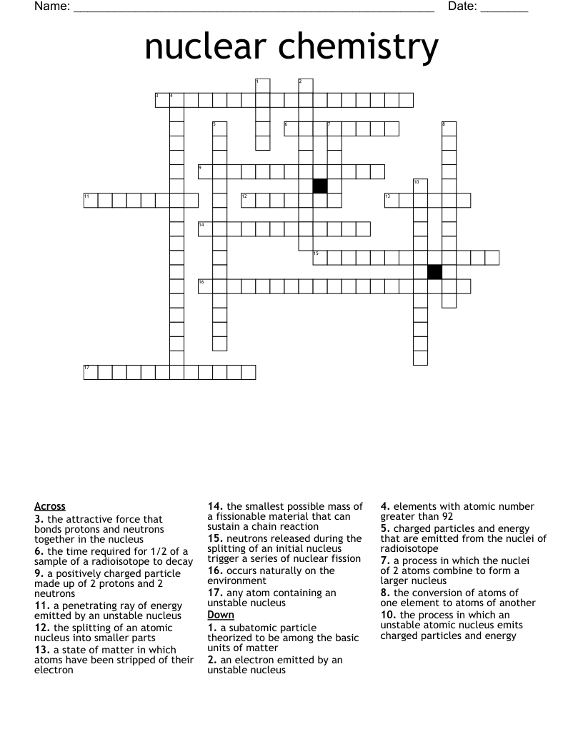 nuclear chemistry Crossword