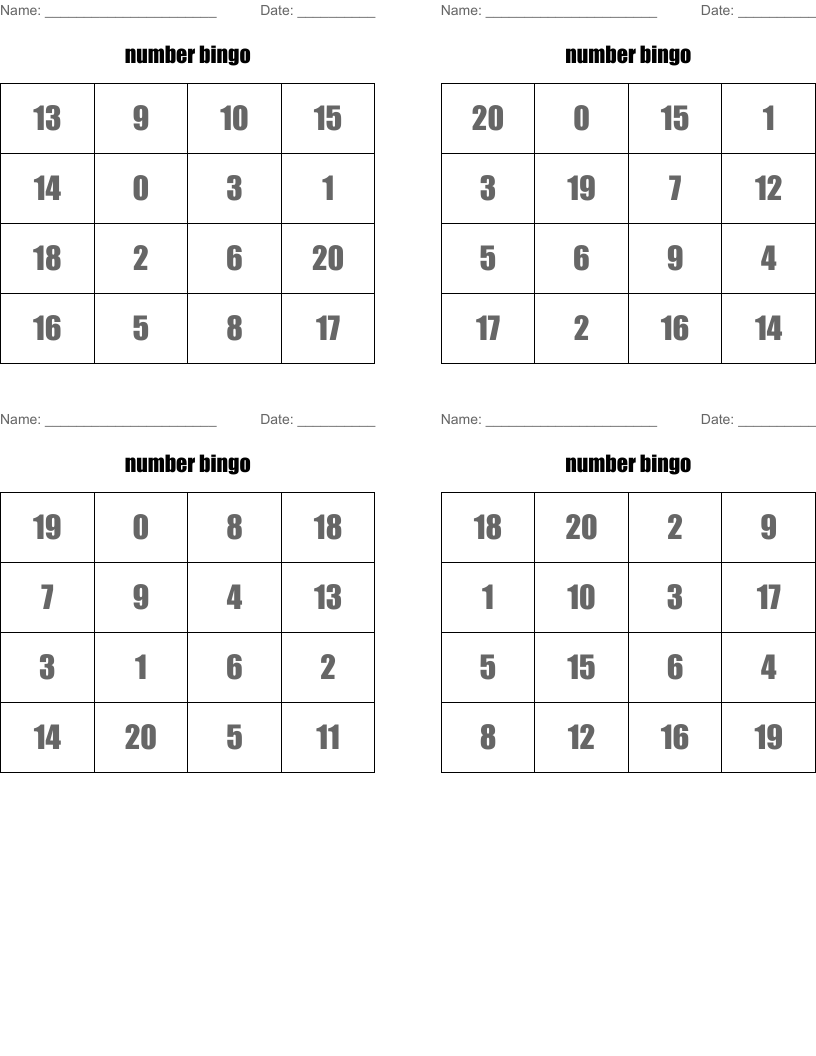 number bingo