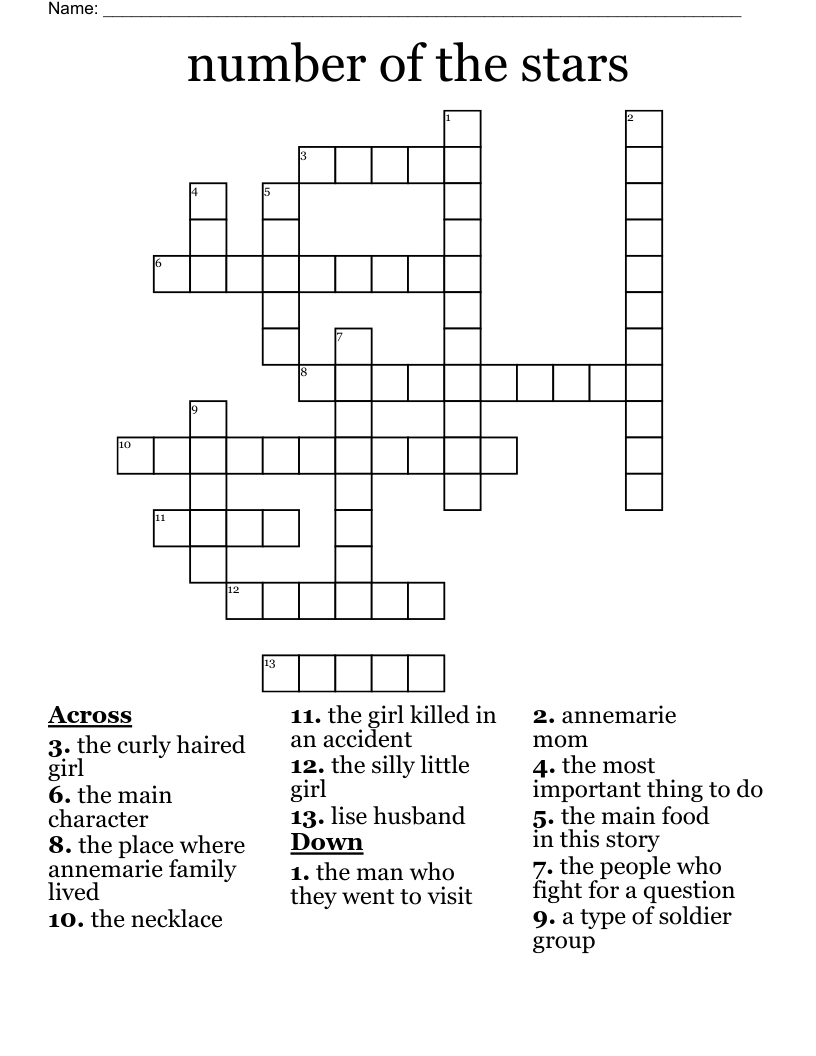 number of the stars Crossword