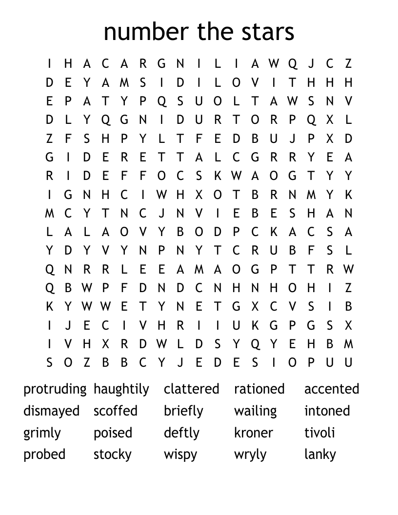 number the stars Word Search