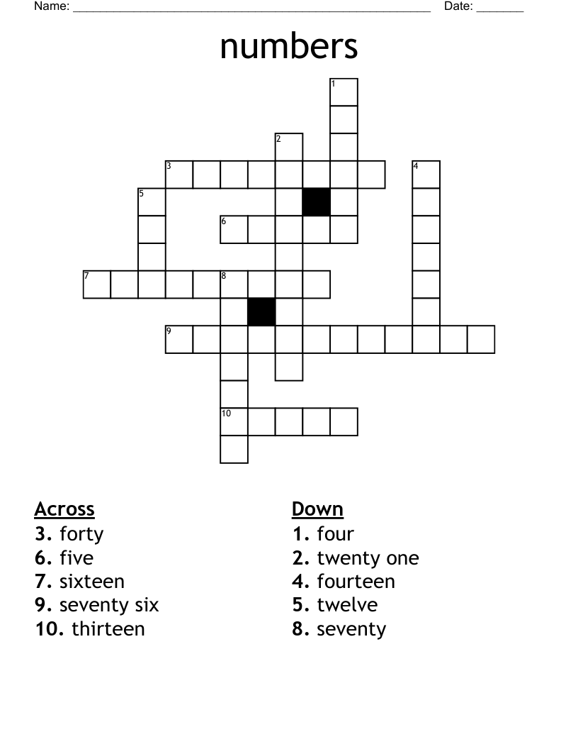 numbers Crossword