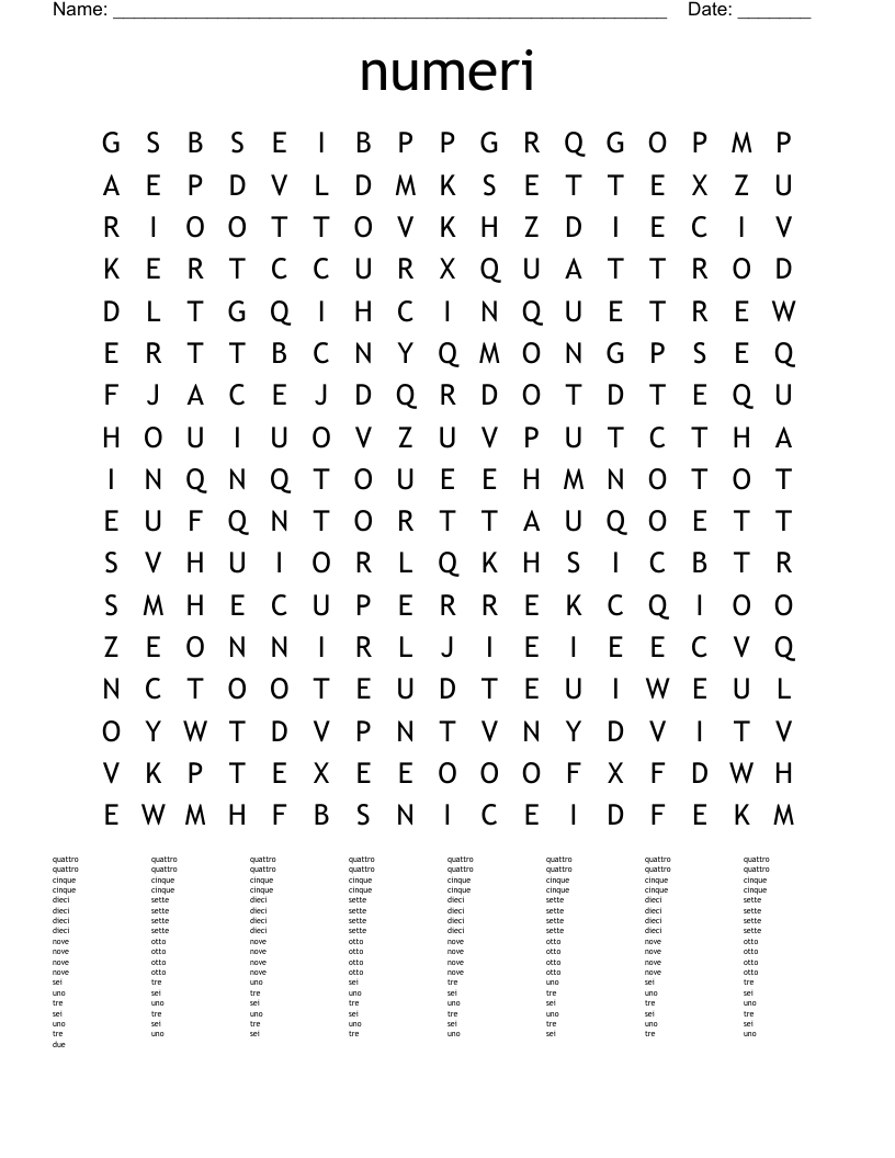 numeri Word Search
