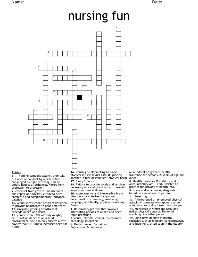 nursing fun Crossword
