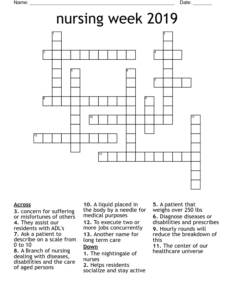 nursing week 2019 Crossword