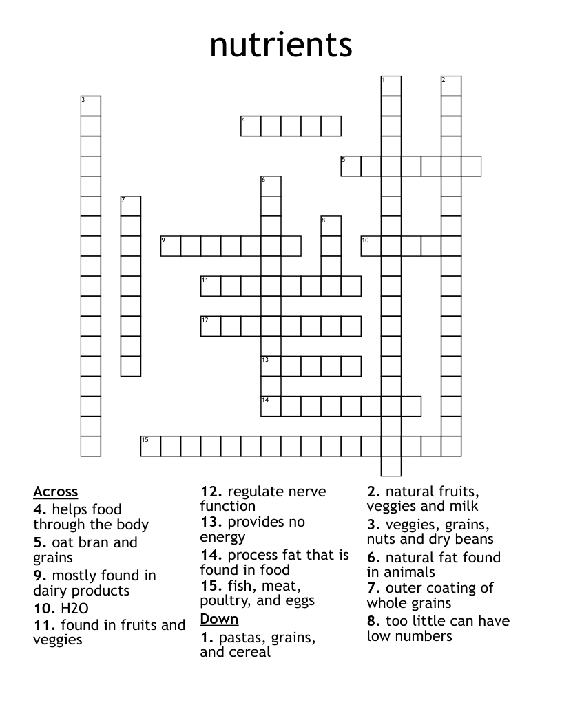 nutrients  Crossword