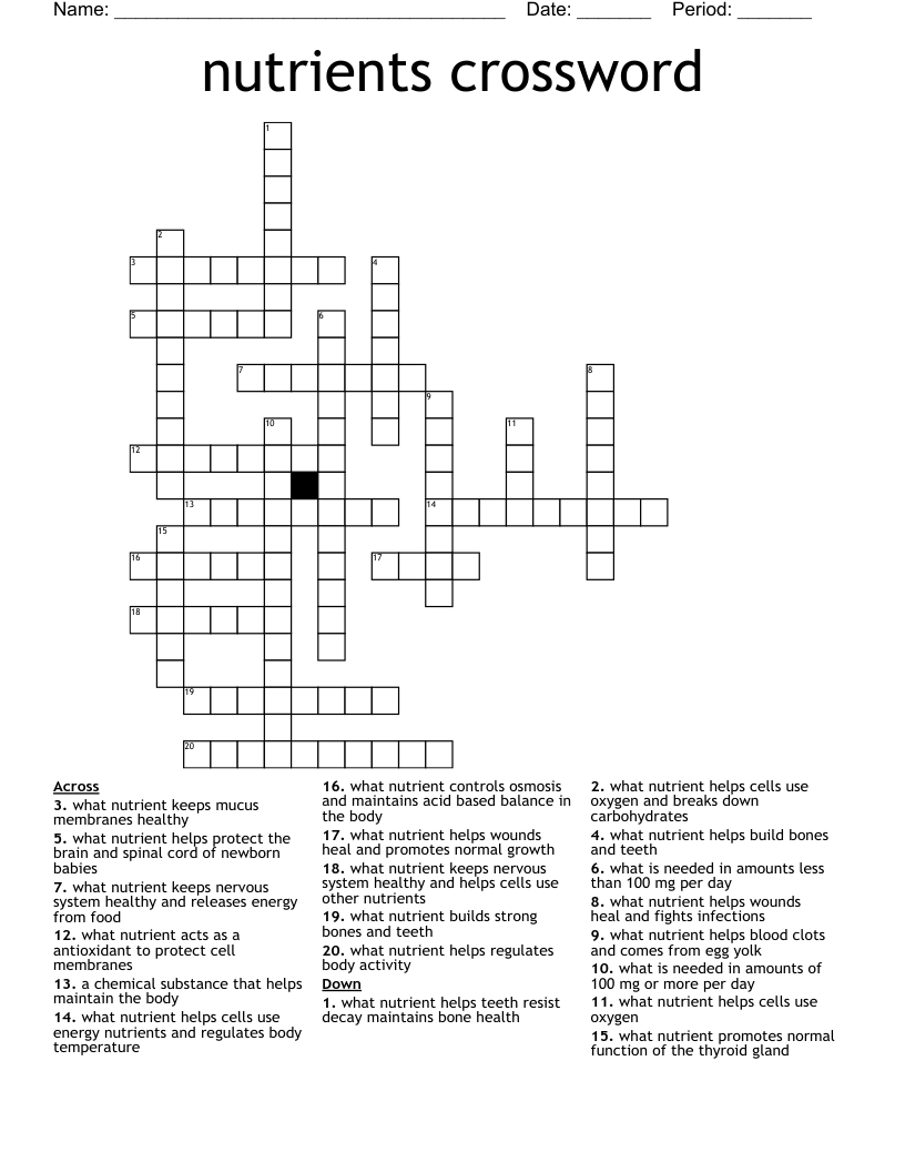 nutrients crossword  