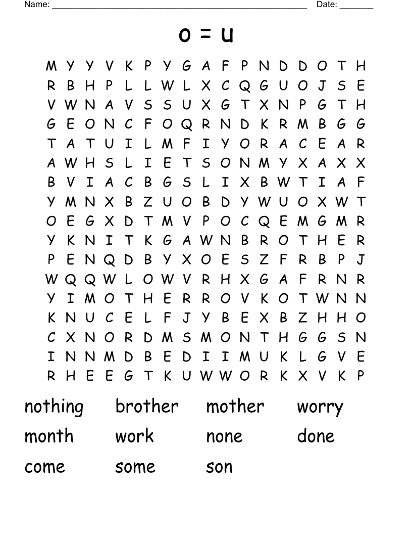 o = u Word Search