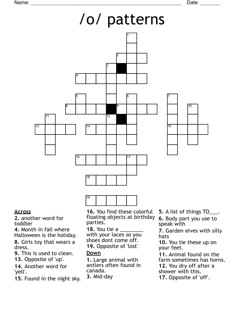 /o/ patterns Crossword