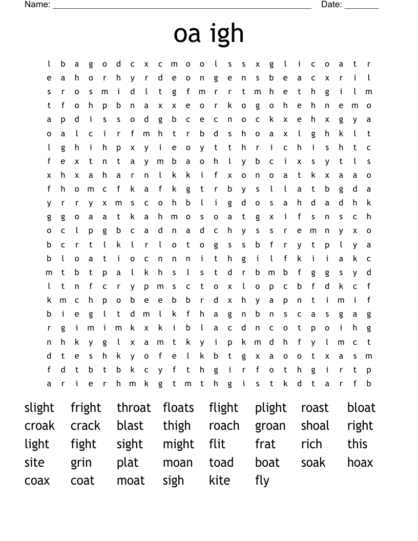 oa igh Word Search