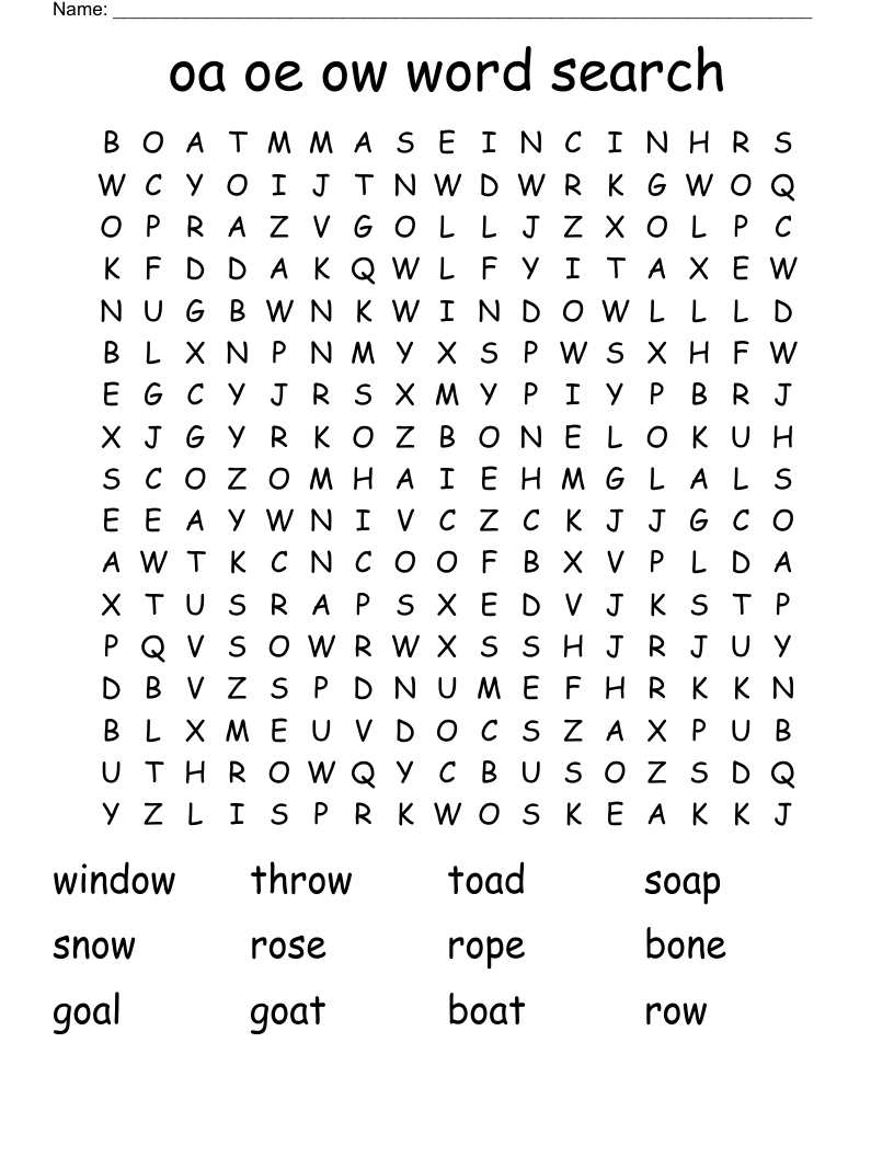 oa oe ow word search