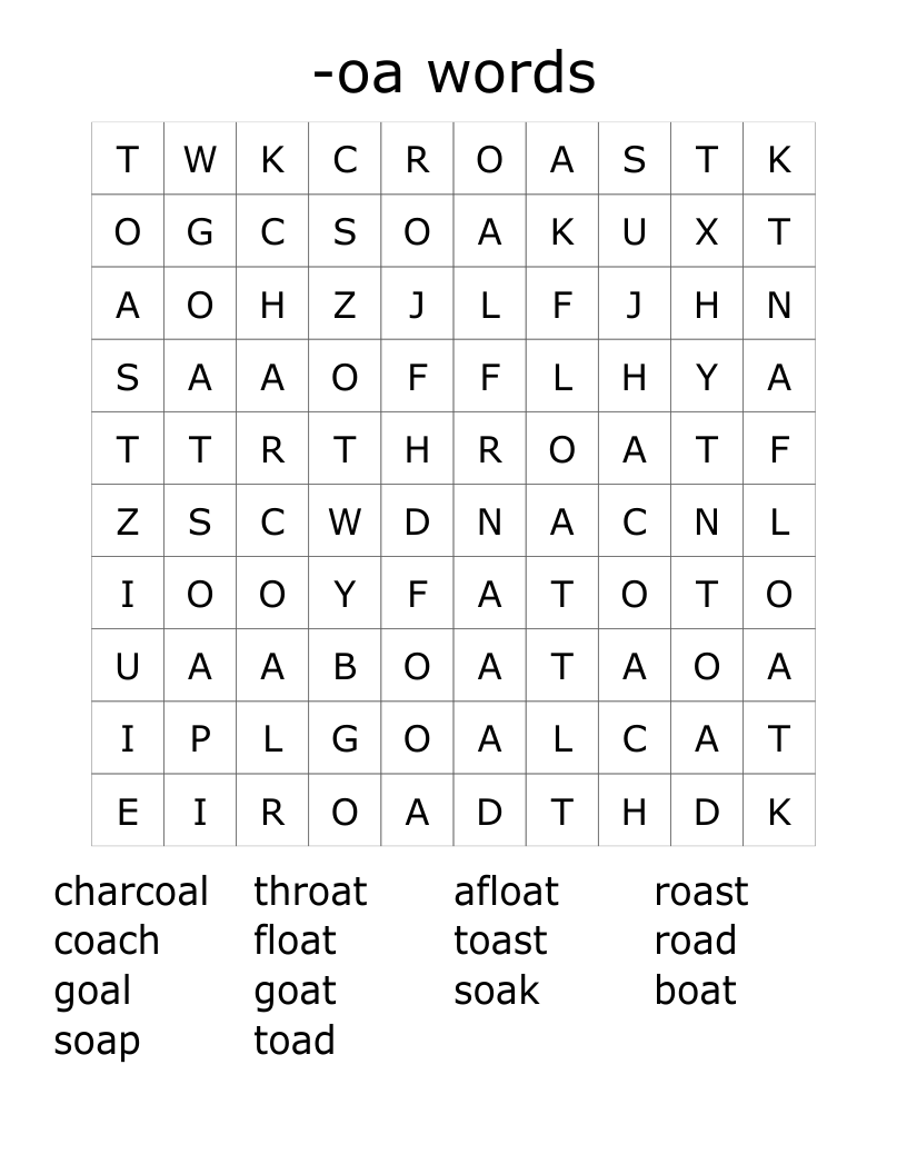 -oa words Word Search