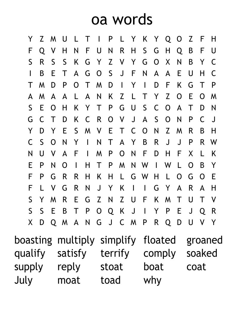 oa words Word Search