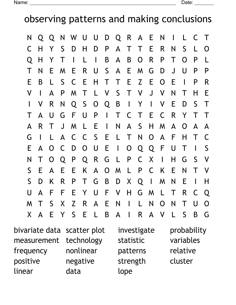 observing patterns and making conclusions Word Search