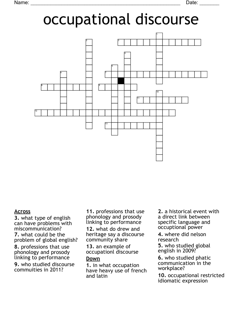 occupational discourse Crossword