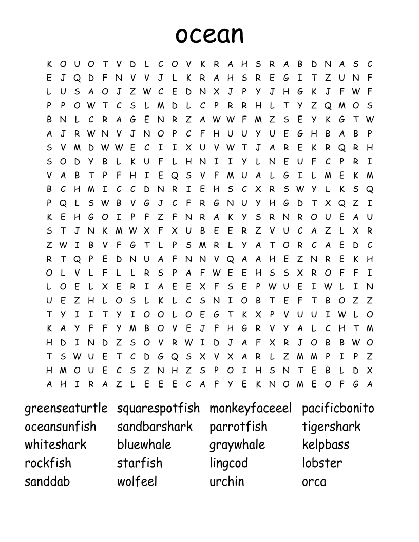 ocean Word Search
