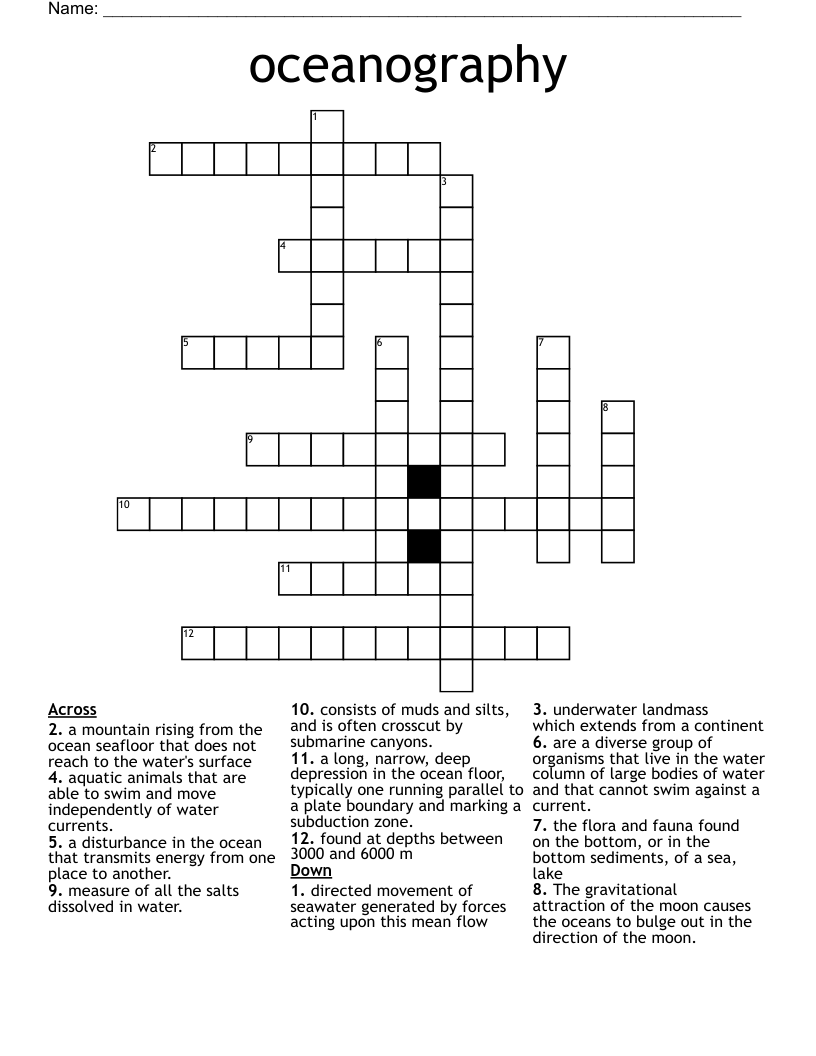 oceanography Crossword