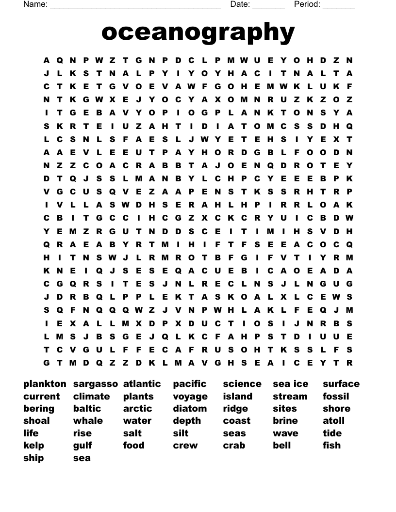 oceanography Word Search