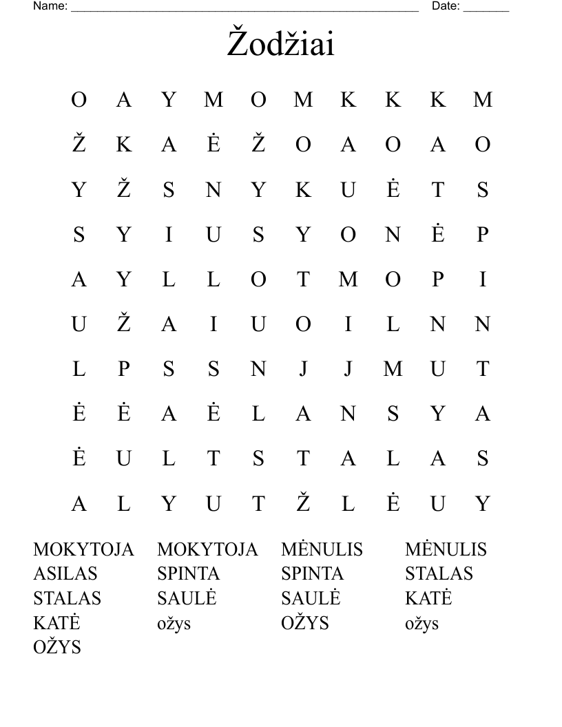 Žodžiai Word Search