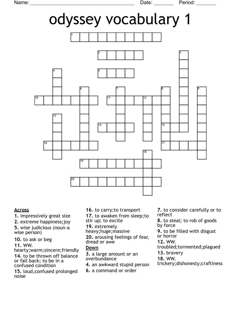 odyssey vocabulary 1 Crossword