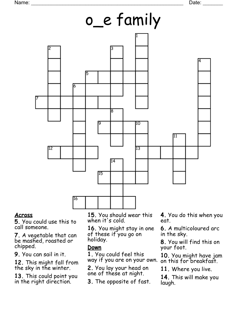 o_e family Crossword