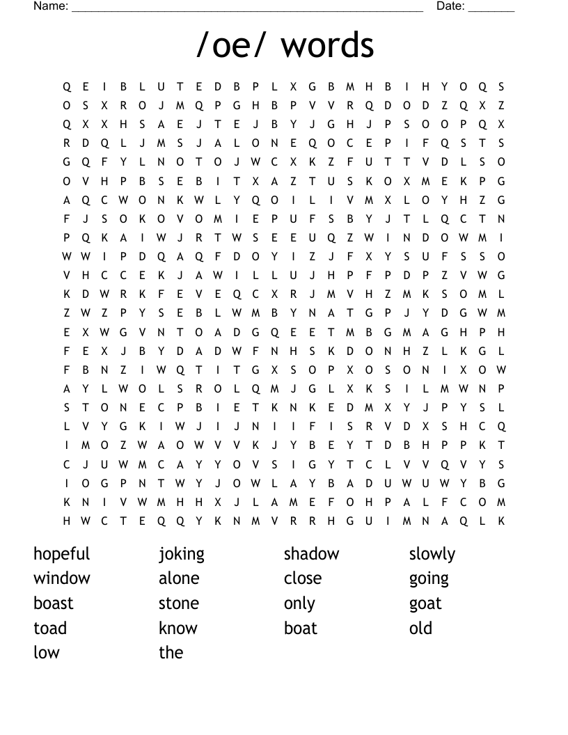 /oe/ words Word Search