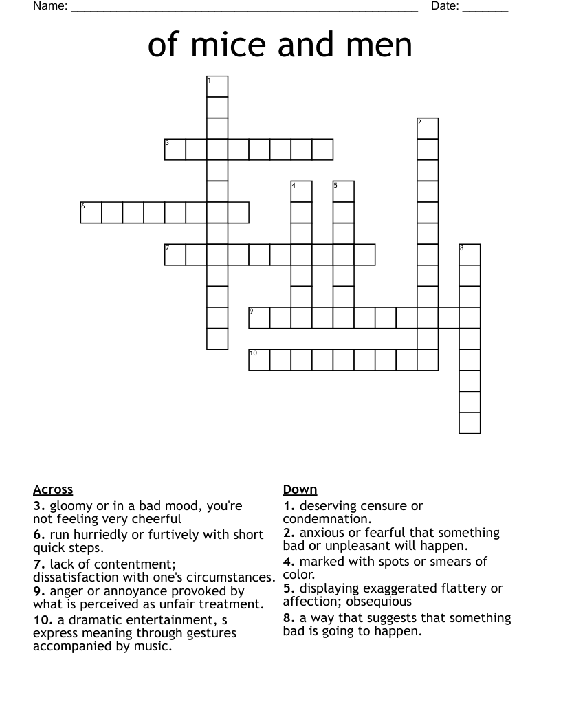 of mice and men Crossword