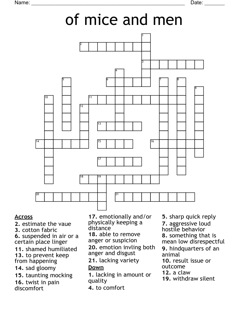 of mice and men Crossword