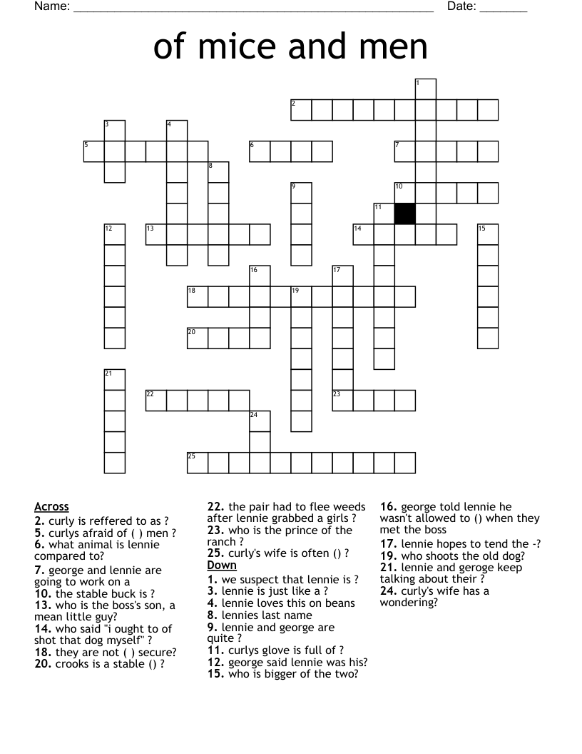 of mice and men Crossword