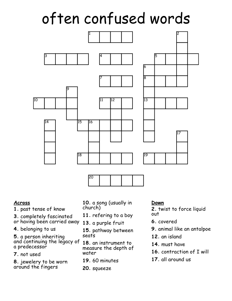 often confused words Crossword
