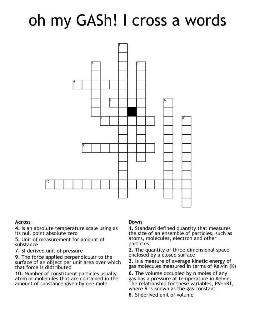 oh my GASh!  I cross a words Crossword