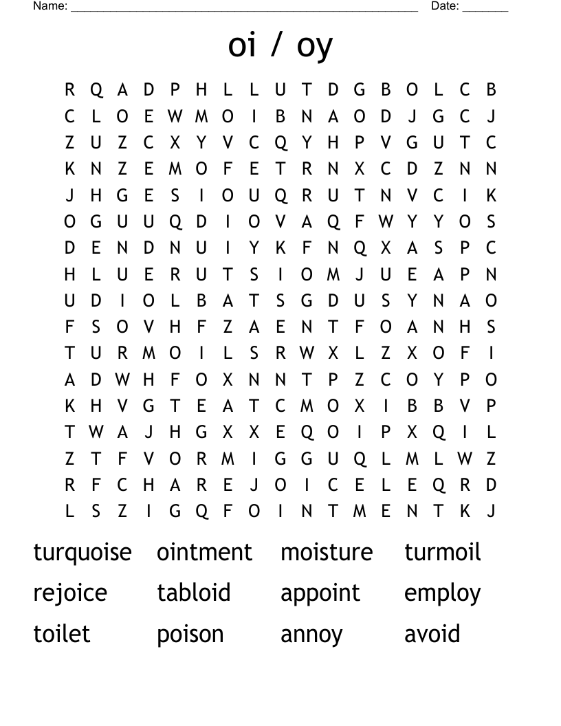 oi / oy Word Search