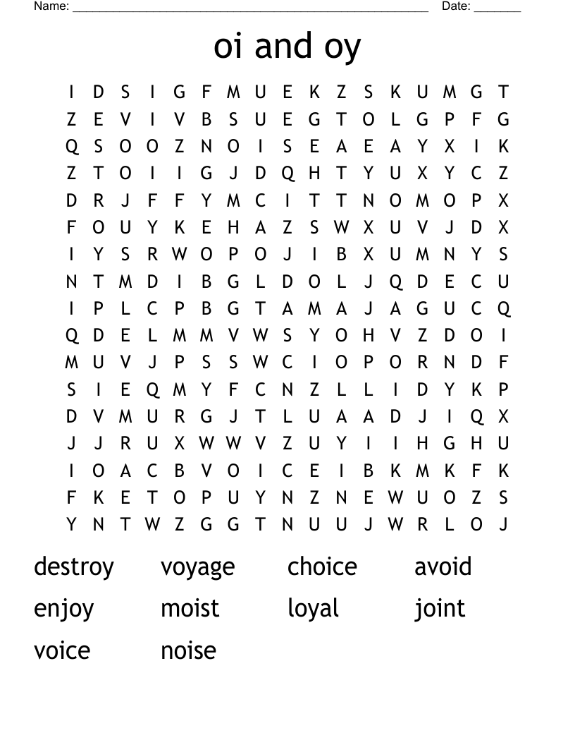 oi and oy Word Search