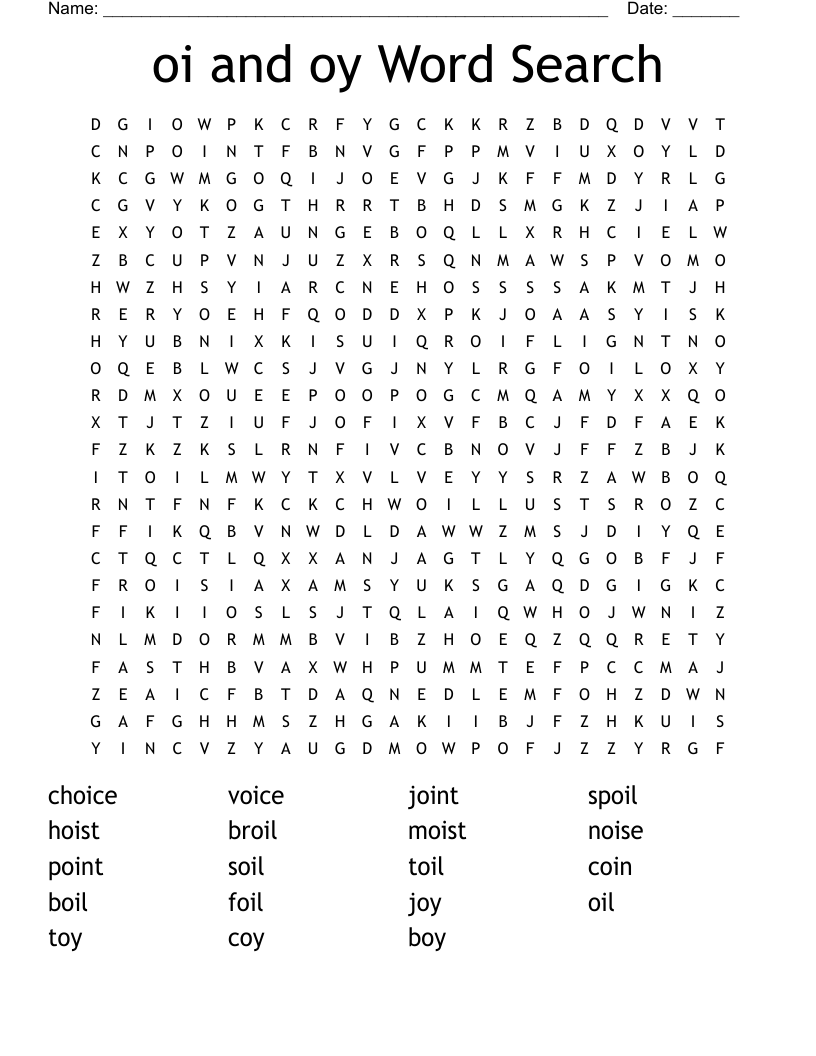 oi and oy Word Search
