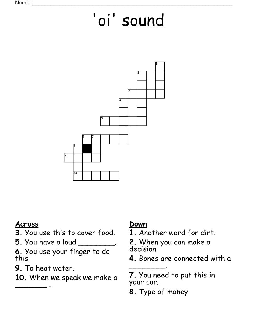 'oi' sound Crossword