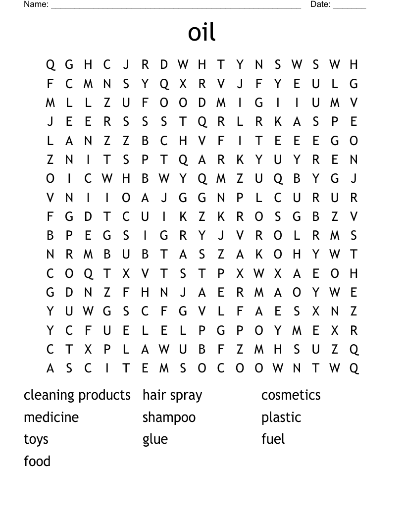 oil Word Search