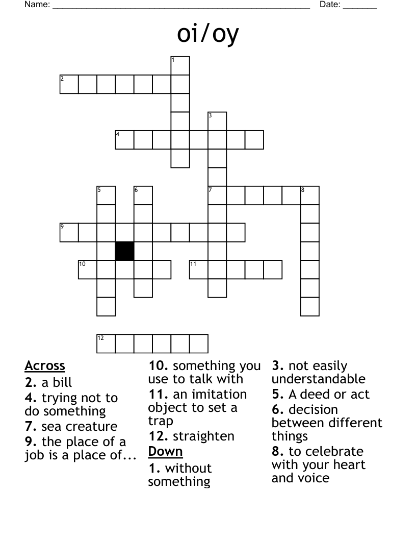 oi/oy Crossword