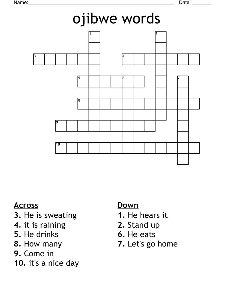 ojibwe words Crossword