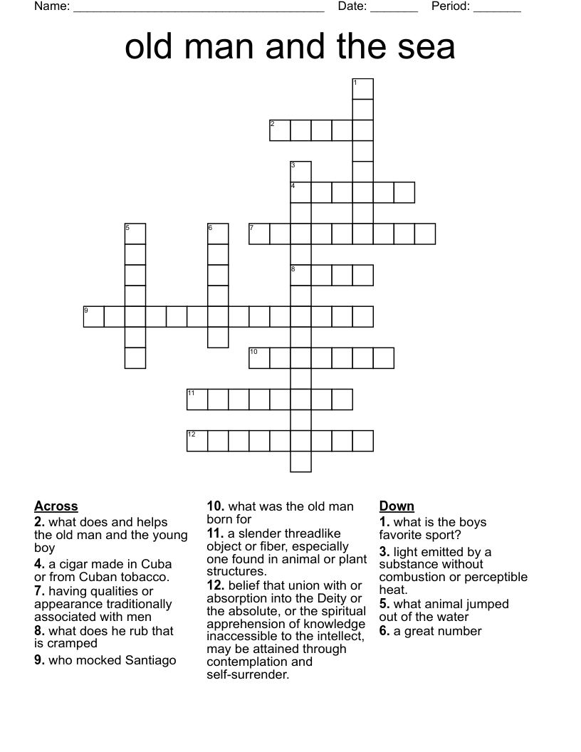 old man and the sea Crossword